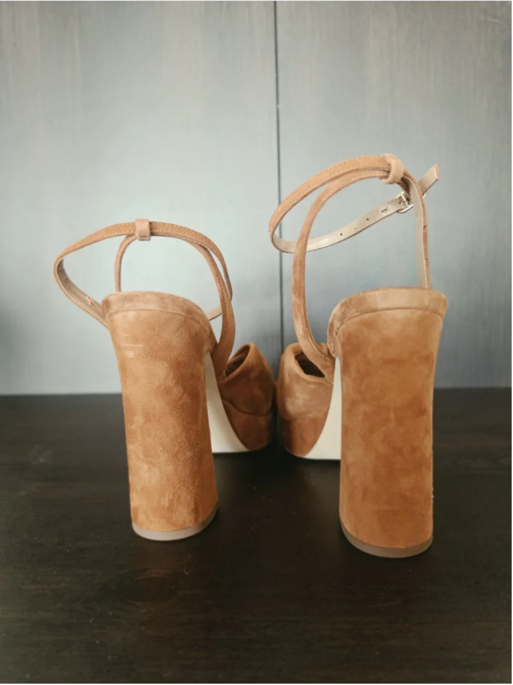 Sam Edelman Kristen SUEDE LEATHER Block Heels Sandals 7.5 M Brown